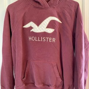 Hollister Pullover Hoodie- Burgundy, Size XL